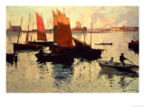 Evening Light at the Port of Camaret reproduction procédé giclée par Charles Cottet