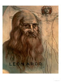 Portrait of Leonardo Da Vinci (With His "Vitruvian Man") Giclee Print