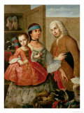 A Spaniard, His Mexican Indian Wife and Child, from a Series on Mixed Race Marriages in Mexico reproduction procédé giclée par Miguel Cabrera