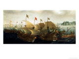 A Sea Action, possibly the Battle of Cadiz, 1596  Lámina giclée por Hendrick Cornelisz. Vroom