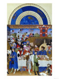 January: Banquet Scene by the Limbourg Brothers (Facsimile Manuscript) Giclee Print