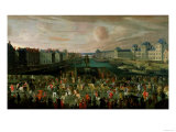 View of the Pont Neuf and the Chateau Du Louvre with the Royal Carriage Passing, 1665-69 Giclee Print
