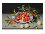 Still Life of Cherries and Peaches Reproduction procédé giclée par Balthasar van der Ast