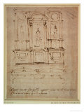 Study for the Tomb of Pope Julius II (Brown Ink) Giclée-Druck von Michelangelo Buonarroti 