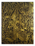 Detail from a Thai Cabinet, Ebonised Wood Inlaid with Brass Giclee Print