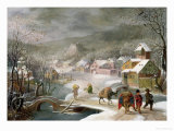 A Winter Landscape with Travellers on a Path Giclee Print by Denys van Alsloot