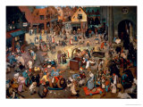 Fight Between Carnival and Lent, 1559 Reproduction procédé giclée par Pieter Bruegel the Elder