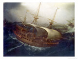 Dutch Battleship in a Storm reproduction procédé giclée par Hendrick Cornelisz. Vroom