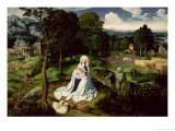 Repos durant l'évasion de l'Égypte reproduction procédé giclée par Joachim Patenir