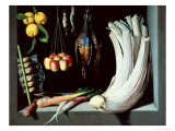 Still life with dead birds, fruit and vegetables, 1602 Lámina giclée por Juan Sanchez Cotan Still life with dead birds, fruit and vegetables, 1602 Lámina giclée por Juan Sanchez Cotan