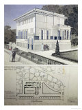 Villa Wagner, Vienna, Design Showing the Exterior of the House, Built of Steel and Concrete 1913 reproduction procédé giclée par Otto Wagner