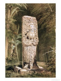 Carved Stone Idol from Copan Giclee Print by Frederick Catherwood