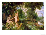 Adam and Eve in Paradise, circa 1610-15 Giclee-trykk av Jan Brueghel the Elder Adam and Eve in Paradise, circa 1610-15 Giclee-trykk av Jan Brueghel the Elder