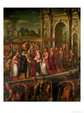 King Henri III (1551-89) of France Visiting Venice in 1574, Escorted by Doge Alvise Mocenigo Giclée-Druck von Andrea Vicentino