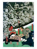 The Earth Spider Making Magic in the Palace of Raiko reproduction procédé giclée par Kuniyoshi 