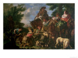 Group of Shepherds with a Horse Giclee-trykk av Domenico Brandi