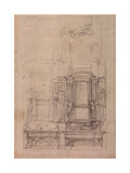 W.26R Design for the Medici Chapel in the Church of San Lorenzo, Florence (Charcoal) Giclee Print by Michelangelo Buonarroti 