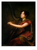 The Marchioness of Northampton, Playing a Harp, circa 1820 Giclee Print by Sir Henry Raeburn