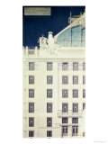 Post Office Savings Bank, Vienna, Design Showing Detail of the Facade, c. 1904-06 (Coloured Pencil) Lámina giclée por Otto Wagner