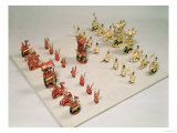 Set of chessmen representing troops of the Mughal period and pawns carrying guns, swords, standards Lámina giclée Set of chessmen representing troops of the Mughal period and pawns carrying guns, swords, standards Lámina giclée