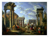 Roman Ruins with a Prophet, 1751 Giclée-Druck von Giovanni Paolo Pannini