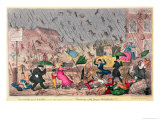 Very Unpleasant Weather, or the Old Saying Verified "Raining Cats, Dogs and Pitchforks!" reproduction procédé giclée par George Cruikshank