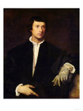 The Man with a Glove, circa 1520 Giclée-tryk af Titian (Tiziano Vecelli)