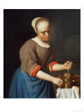 Young girl with a pestle and mortar Lámina giclée por Gabriel Metsu