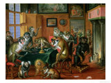 The Smoking Room with Monkeys Giclee Print by Abraham Teniers