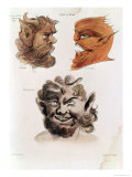 Heads of Evil Demons: Theumis, Asmodeus and the Incubus, Illustrations from "The Magus," Pub. 1801 Giclee Print by Francis Barrett