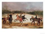 Grooms Exercising Racehorses Giclee Print by David Dalby of York