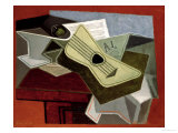 Guitar and Newspaper, 1925 reproduction procédé giclée par Juan Gris