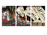 Mitsukini Defying the Skeleton Spectre, circa 1845 Giclee Print by Kuniyoshi 