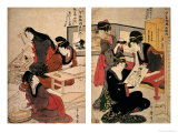 Artisans Making a Woodcut, circa 1857 (Coloured Woodblock) reproduction procédé giclée par Utagawa Kunisada