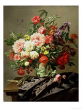 Peonies, Poppies and Roses, 1849 Giclee Print by Henri Robbe