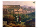 Johann Wolfgang Von Goethe (1749-1832) Visiting the Colosseum in Rome, circa 1790 reproduction procédé giclée par Jacob-Philippe Hackert