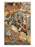 Akbar Tames the Savage Elephant, Hawa'I, Outside the Red Fort at Agra Giclee-trykk av Basawan Akbar Tames the Savage Elephant, Hawa'I, Outside the Red Fort at Agra Giclee-trykk av Basawan