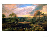 A Landscape with a Shepherd and His Flock, circa 1638 reproduction procédé giclée par Peter Paul Rubens