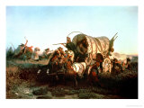 The Attack on the Emigrant Train, 1856 Giclee Print by Charles Ferdinand Wimar