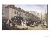 The Arrival of a Stagecoach at the Terminus, Rue Notre-Dame-Des-Victoires, Paris, 1803 Giclee-trykk av Louis Leopold Boilly