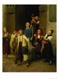 Schoolchildren Watching a Boy Cry, 1861 Giclee Print by Friedrich Edouard Meyerheim
