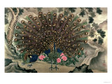 Peacocks and Pines, 18th-19th Century Reproduction procédé giclée
