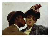 The Kiss, 1887 (Oil on Canvas) Giclee Print by Theodore Jacques Ralli