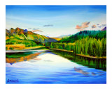 Mistaya Lake between Jasper & Banff Alberta Lámina giclée por Timothy Sorsdahl