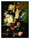 A Still Life of Roses, Tulips, Hyacinths and Wall Flowers Impressão giclée por Paul Theodor van Brussel