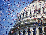 Balloons Floating over U.S. Capitol Dome Fotografie-Druck von Joseph Sohm