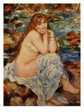 Bather Seated on a Sand Bank Giclee Print by Pierre-Auguste Renoir