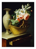 Bouquet of Lilies and Roses in a Basket Giclee Print by Antoine Berjon