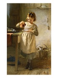 Mädchen mit Kätzchen Giclée-Druck von Emily Farmer
