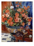 Géraniums et Chats Reproduction procédé giclée par Pierre-Auguste Renoir
